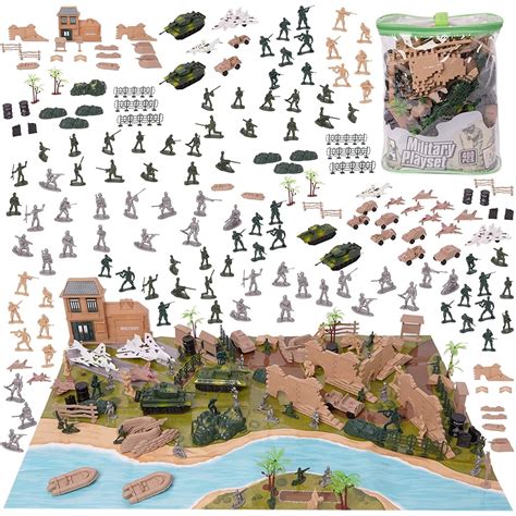 400 Piece Plastic Army Men Playset Small Military Toys And Action