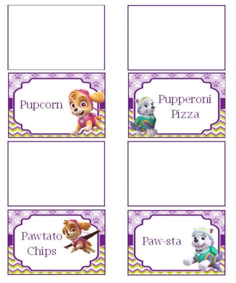 Paw Patrol Food Labels Paper Stickers Labels And Tags
