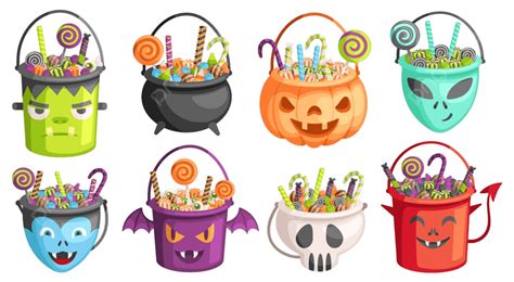 Halloween Buckets Candy Bag Treat Tasty Basket Autumn Png And Vector