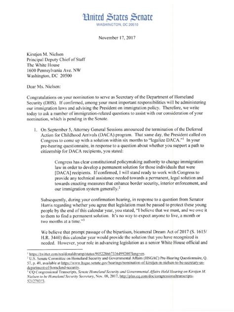Please accept this letter of resignation from the position of secretary, effective two weeks from today. Letter to Nominee for DHS Secretary