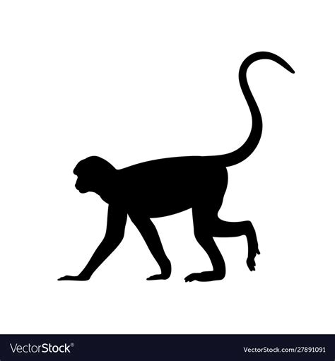 Silhouette Monkey Animal Genus Primates Royalty Free Vector