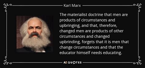Karl Marx Quote The Materialist Doctrine That Men Are Products Of