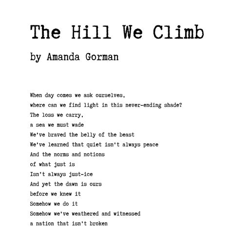The Hill We Climb By Amanda Gorman Poem Canvas Print Amanda Etsy