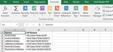 How To See All Of The Named Cell Ranges In An Excel Workbook