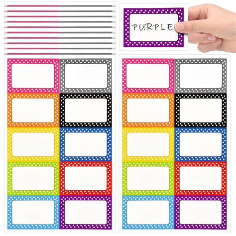Buy 600 Pcs Polka Dot Name Tag Stickers Colorful Border Name Labels
