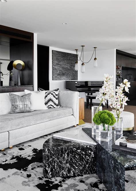 Luxe Living Room In Black White And Grey White Furniture Living Room