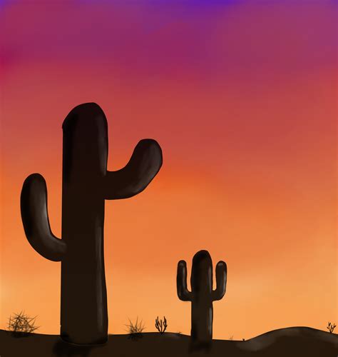 Desert Cactus Easy Painting Digital Sunset Art Painting Cactus