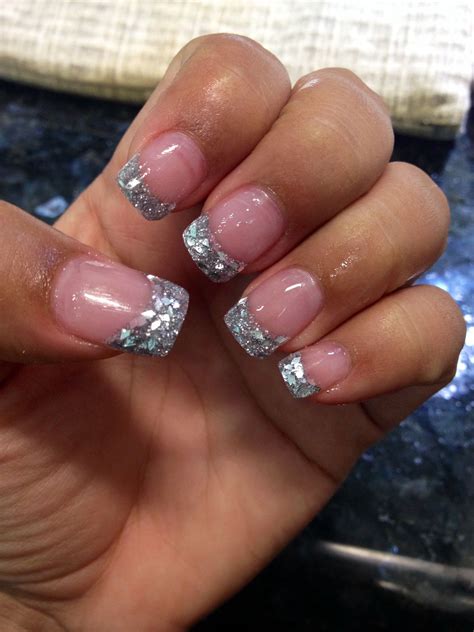 Just Got My Nails Done Love My Silver Glitter Bling Tips Lavender