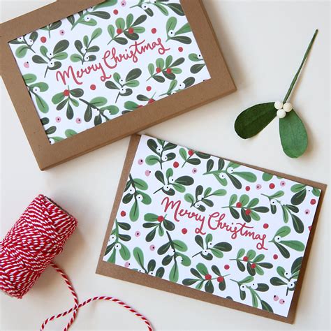 Luxury Christmas Cards Mistletoe Berry Design