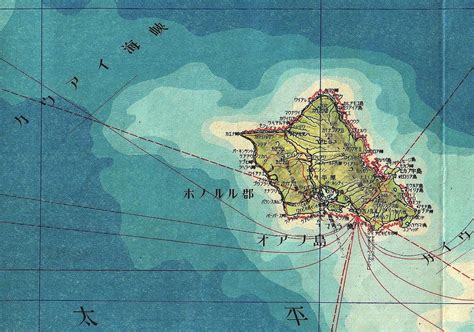 detail from a japanese aeronautical map of hawaii 1943 map of hawaii