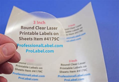 3 Inch Round Clear Glossy Laser Printable Labels 50 Sheets 4179c