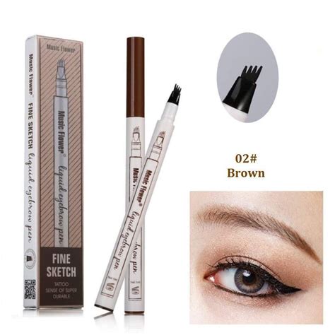 Tattoo Eyebrow Pen With Four Tips Long Lasting Waterproof Brow Gel And