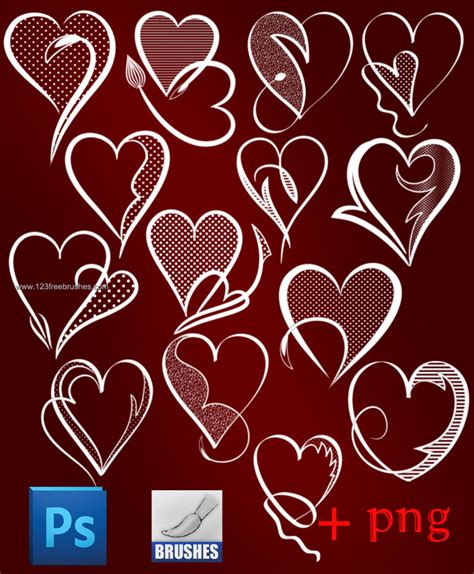 Hearts Photoshop Brush Downloads Free 123freebrushes