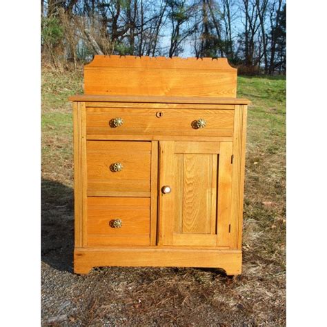 Antique Victorian Eastlake Oak Small Chest Commode Nightstand Washstand