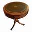 Vintage Mahogany 20 Leather Top Round Drum Side Table And Claw Foot 