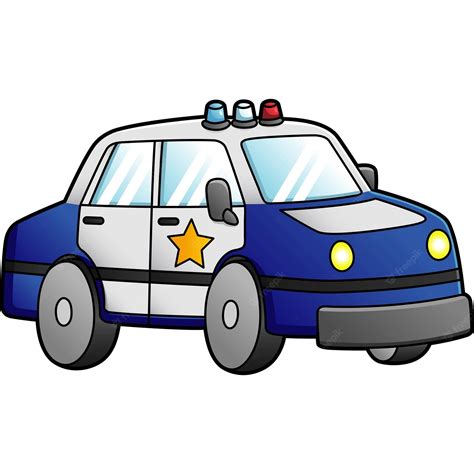 Premium Vector Police Car Cartoon Clipart Colored Illustration