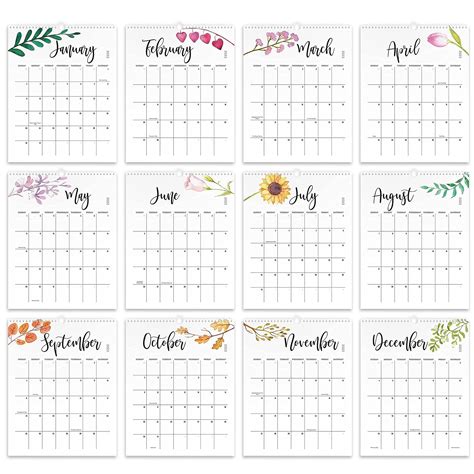 Aesthetic Floral Wall Calendar Runs From January 2022 Until July 2023