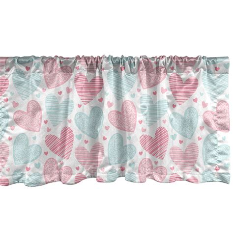 Love Window Valance Pack Of 2 Pastel Tones Heart Patterns With