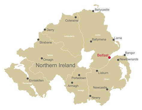 Map Of Northern Ireland Counties And Cities