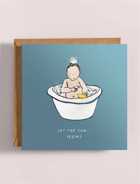 Baby Bath Greetings Card Katie Cardew Illustrations