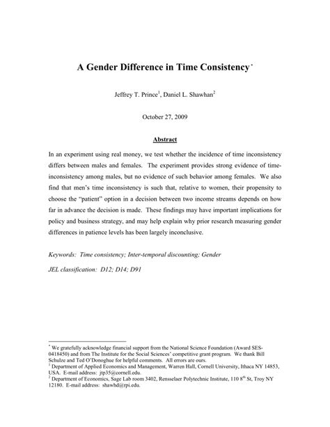 pdf a gender difference in time consistency
