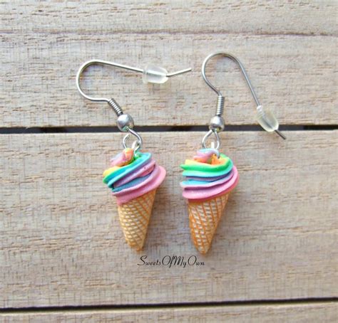 Rainbow Ice Cream Earrings Dangle Earrings Food Jewellery Etsy