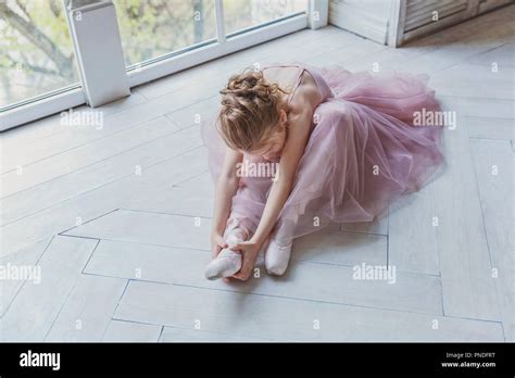 Young Classical Ballet Dancer Girl In Dance Class Beautiful Graceful