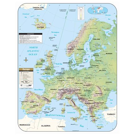 Europe Large Shaded Relief Wall Map Shop Classroom Maps