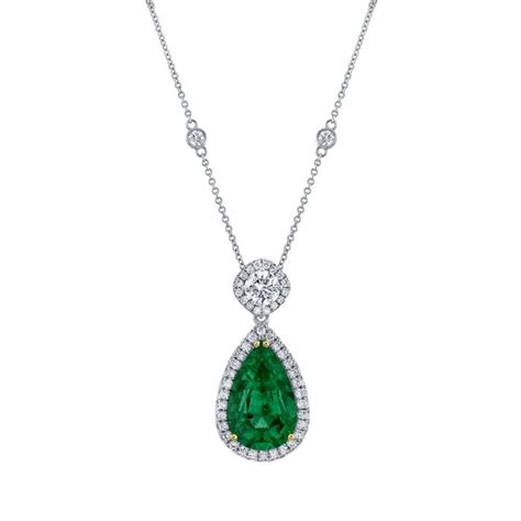 Pear Shape Emerald And Diamond Pendant Frassanito Jewelers