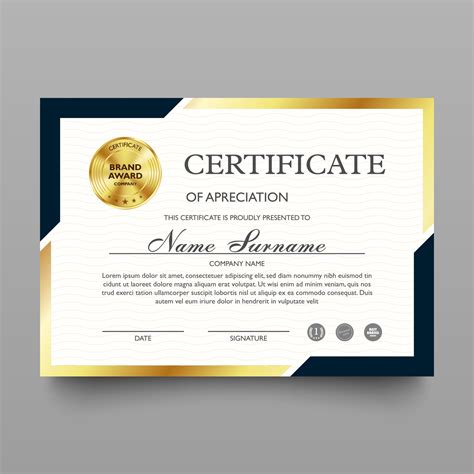 certificado de plantilla de reconocimiento con lujo y patrón moderno diploma ilustración