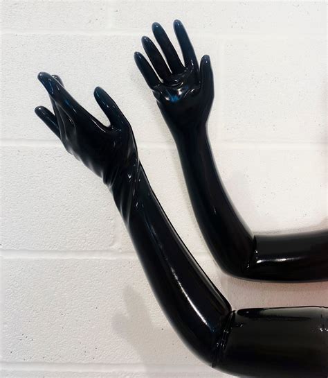 Black Latex Rubber Shoulder Length Gloves Etsy Australia