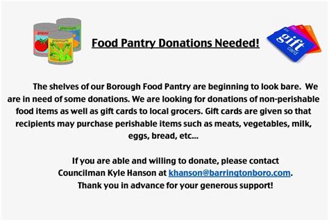 Food Pantry Donations Needed Barrington Boro