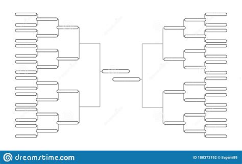 Simple Tournament Bracket Template For 32 Teams On White Background