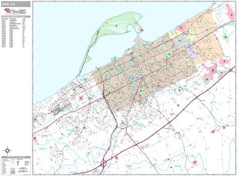 Erie Pennsylvania Wall Map Premium Style By Marketmaps