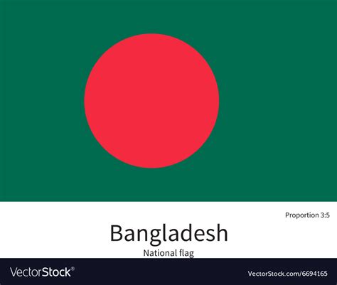National Flag Of Bangladesh With Correct Vector Image