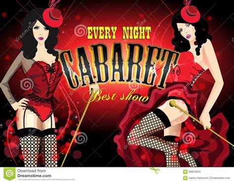 Two Cabaret Dancer In A Red Corset Retro Vector Poster Stock Vector Illustration Of Drawing