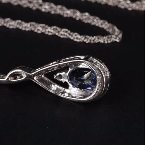 Sterling Silver And Sapphire Necklace Ebth