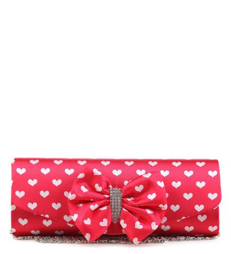 Bag Envy Cupid Red Diamante Satin Clutch Bag