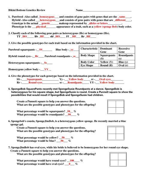 Eventually, you will unquestionably discover a supplementary experience and achievement by. Bikini Bottom Genetics Worksheet Answer Key