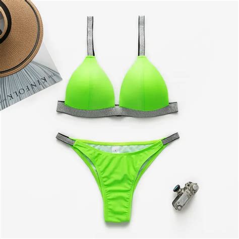 Neon Green Micro Bikini 2020 Traje De Baño Sexy Push Up Swimsuit