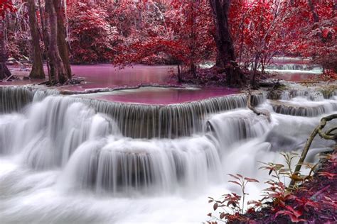 6000x4000 Autumn Flow Purple River Waterfall Coolwallpapersme