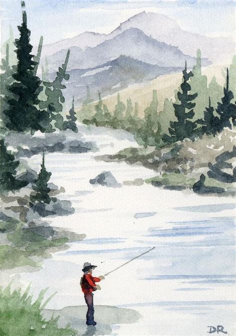 Fly Fishing Watercolor Fine Art Print By Artist Dj Rogers Etsy