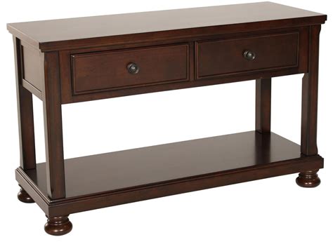 Two Drawer Traditional Sofa Table In Brown Cherry Mathis Brothers