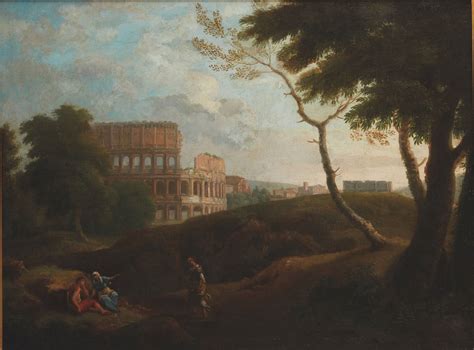Roman Landscape With The Coliseum In The Distance Oil On Canvas