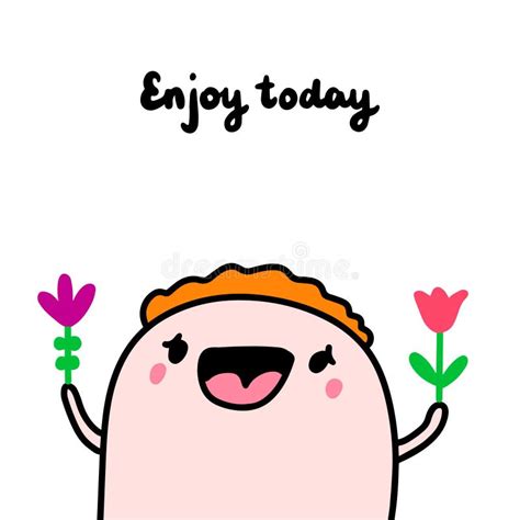 Enjoy Today Hand Drawn Vector Illustration In Cartoon Comic Style Man