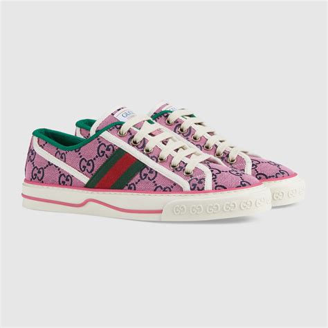 Womens Gucci Tennis 1977 Gg Multicolour Sneaker In Pink And Blue