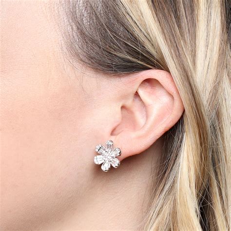 Six Petal Diamond Flower Earrings 14k Ben Bridge Jeweler