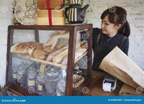 Baker Cafe Dough Flour Pastry Bread Knead Concept Stock Image