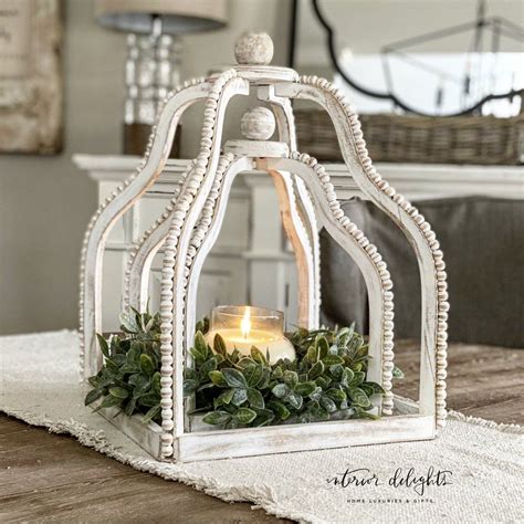 White Centerpiece Set | Wooden lanterns, Wooden lantern decor, Lanterns