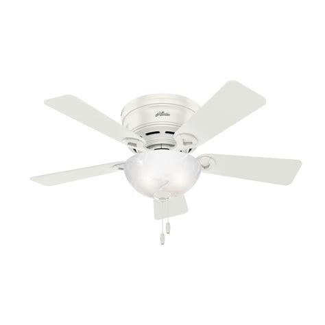Hunter Haskell 42 In White Indoor Flush Mount Ceiling Fan With Light
